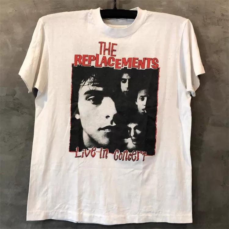 UPUPXIA Retro Portrait Print Made Old Loose Tee