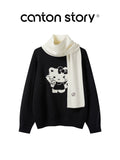 Cantonstory Crew Neck Versatile Loose Slimming Knit Sweater