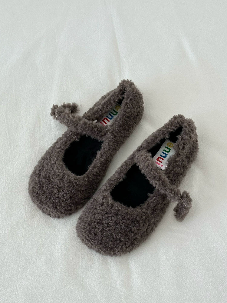 ENNUI Fluffy Mary Jane Loafers Plush Shoes