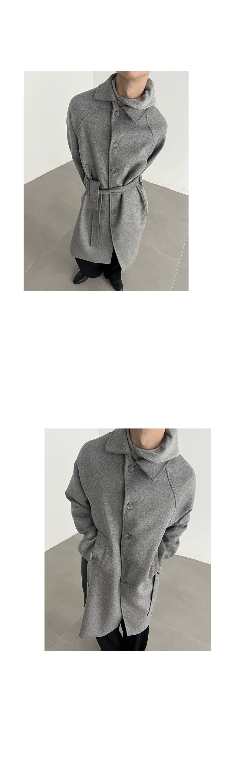 COLN Diagonal Buckle-down Coat