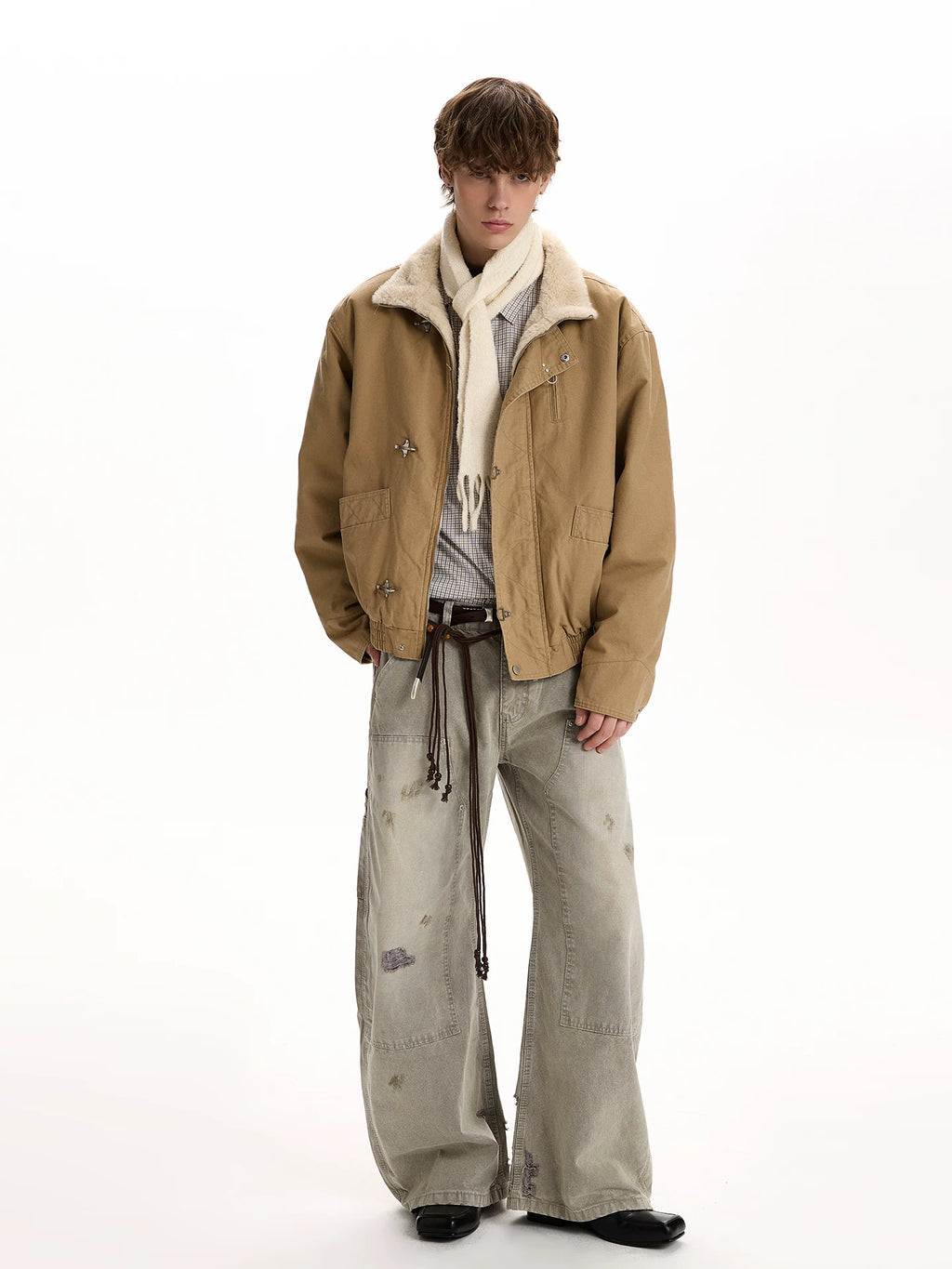 A PUEE Retro Stand-up Collar Short Versatile Jacket