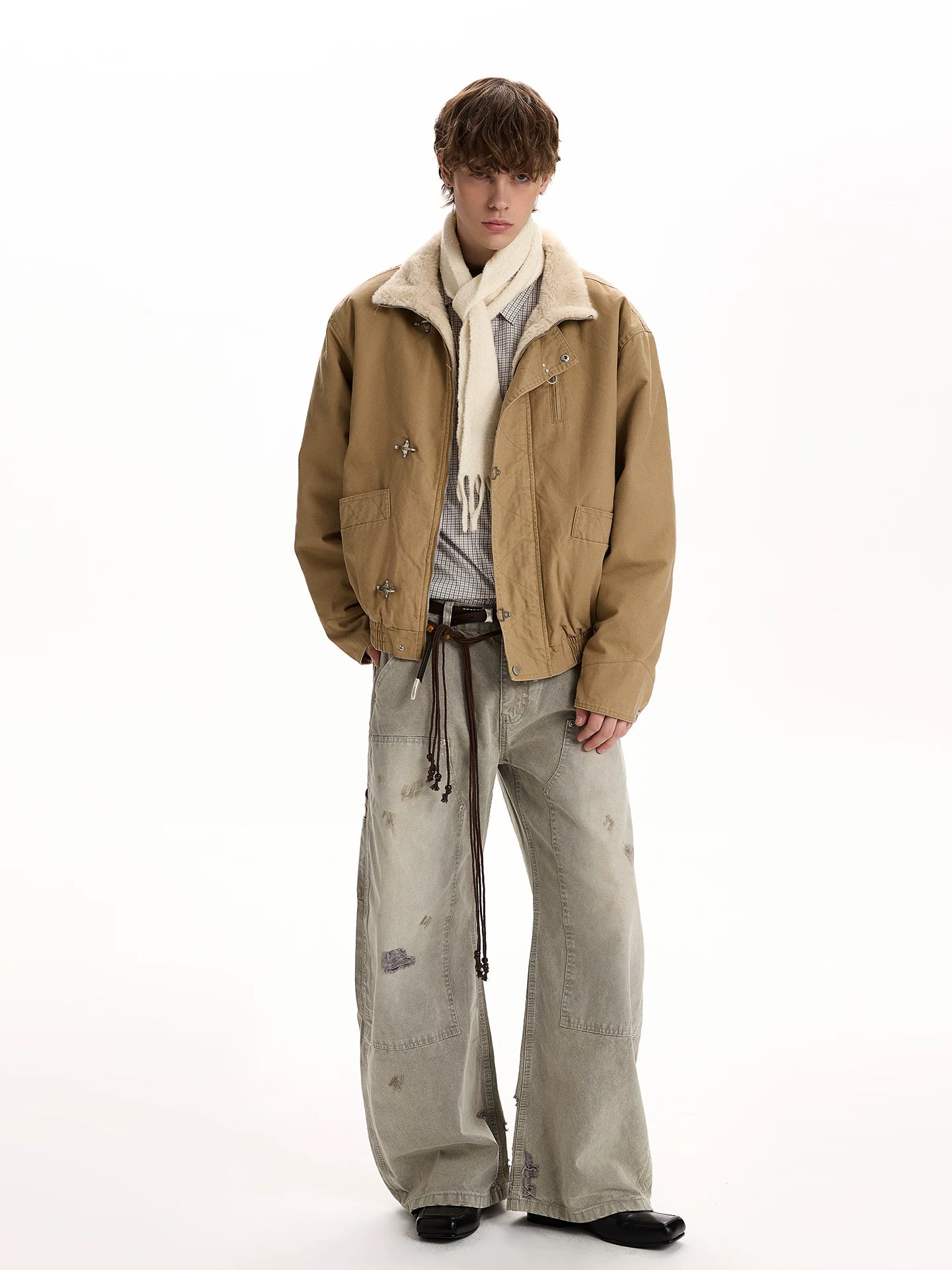 A PUEE Retro Stand-up Collar Short Versatile Jacket