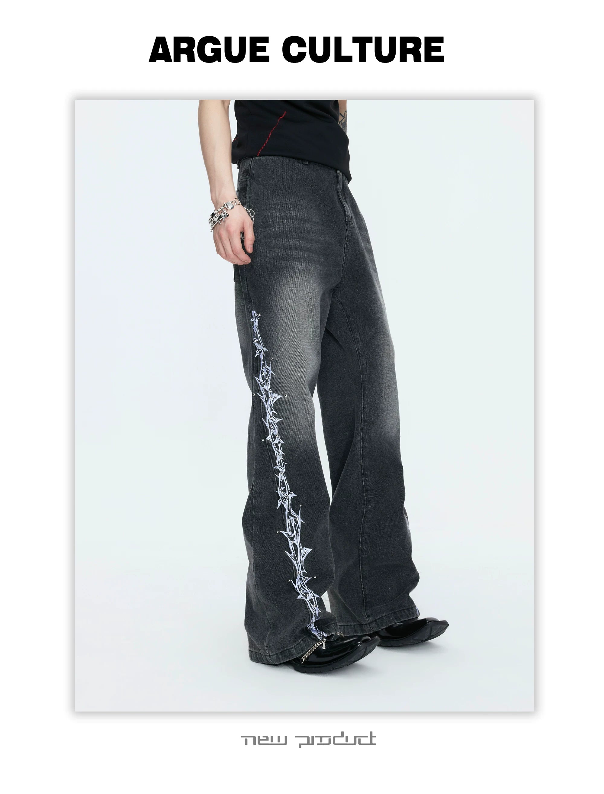 ArguECulturE Embroidered Straight-leg Loose Jeans