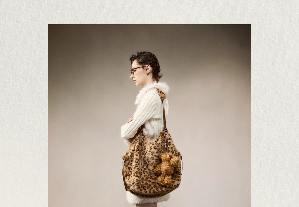 (Clearance) JACD Large Capacity Fluffy Leopard Print Bag