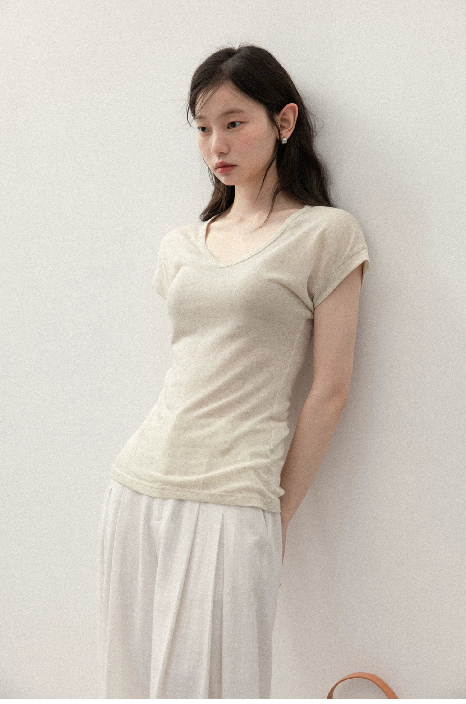 Cantonstory V Neck Shoulder Slim Breathable Tee