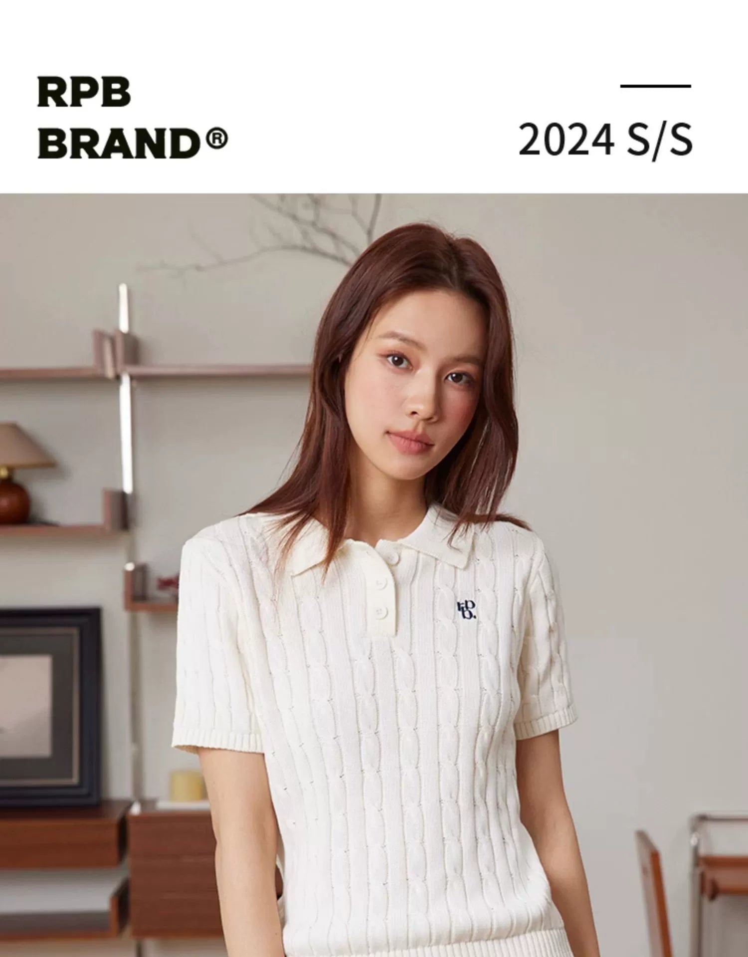 RPB BRAND Versatile Twisted Embroidered Lapel Collar POLO Collar Knitted Short Sleeve