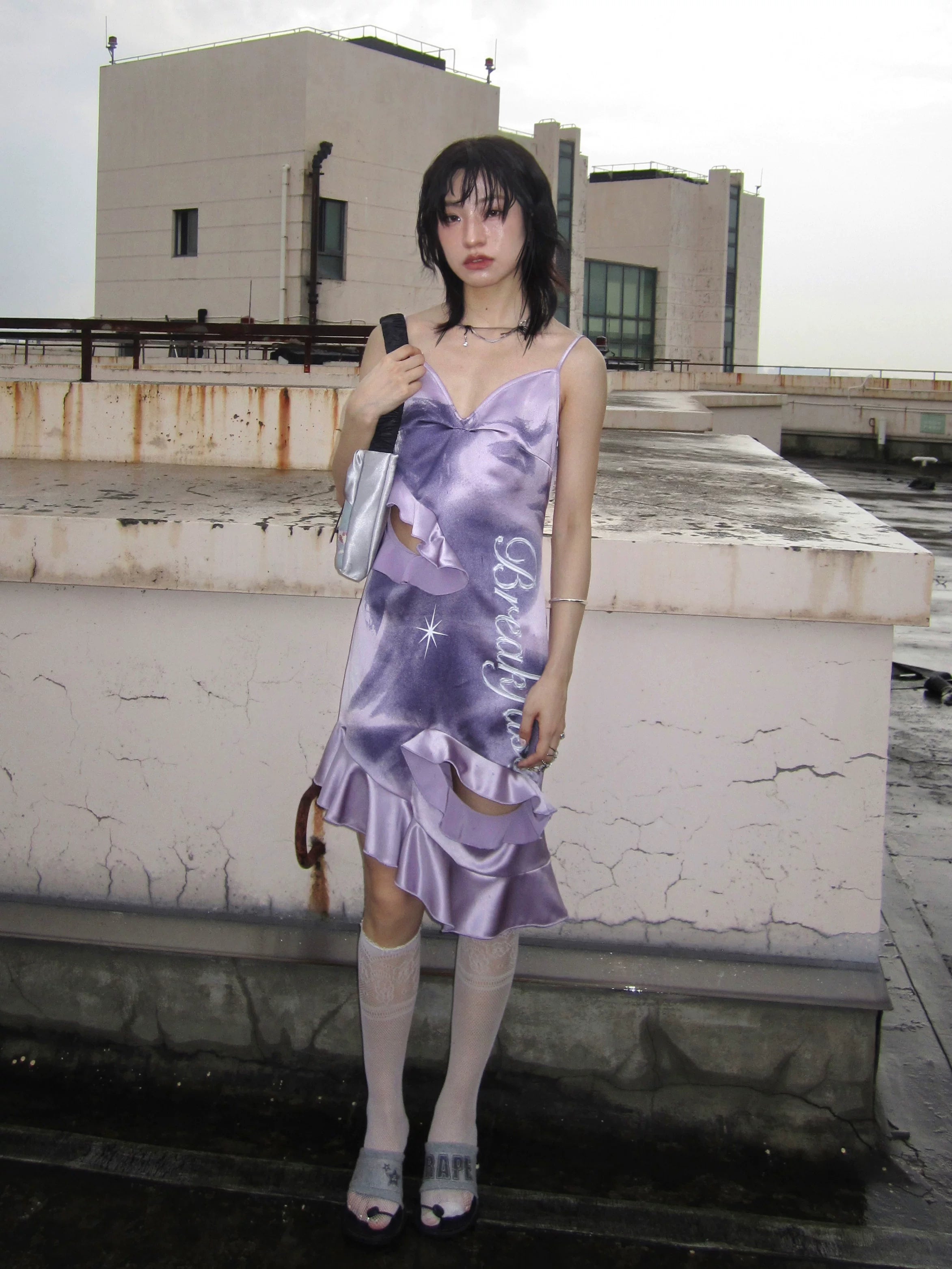 Enteralt Slimming Ripped Slip Dress