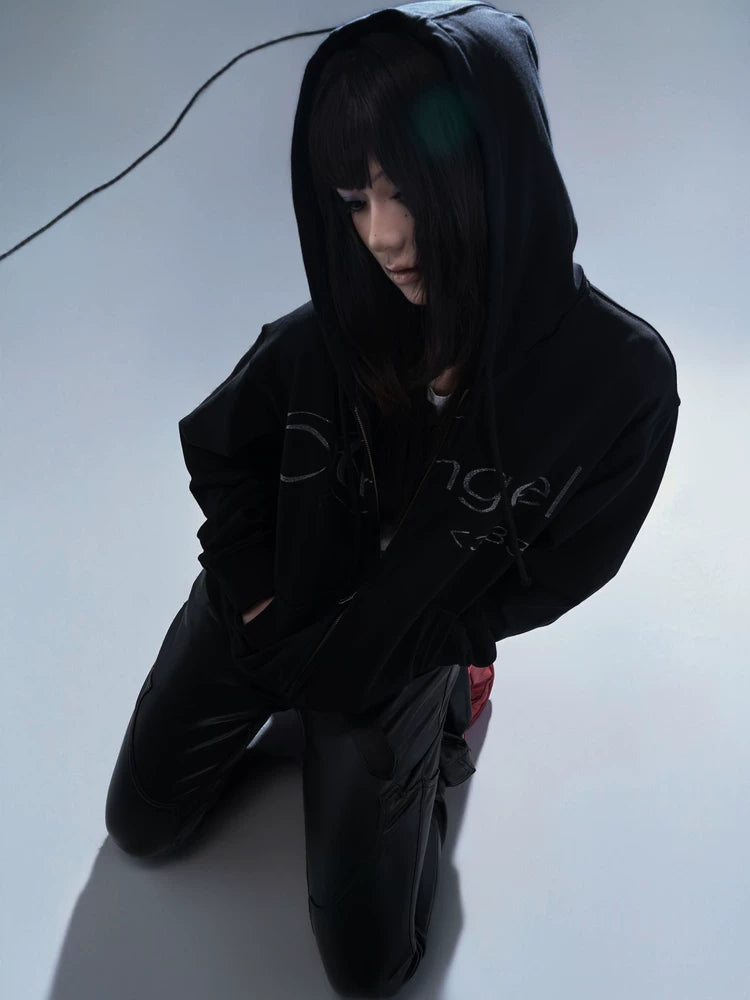 PCCVISION Glitter Print Zip-up Cardigan