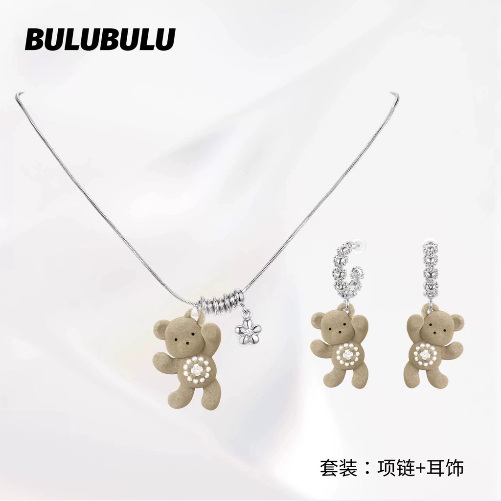 BULUBULU Flocked Bear Necklace