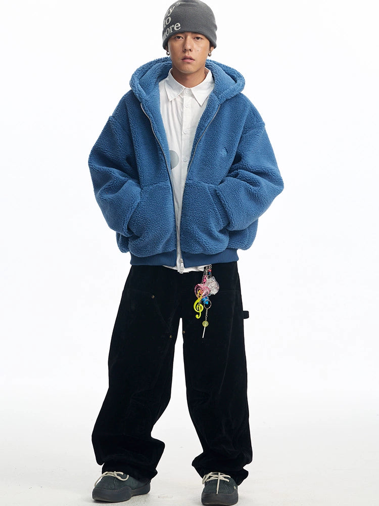 CoosRetro Vintage Icelandic Fleece Logo Embroidered Hooded Sweater