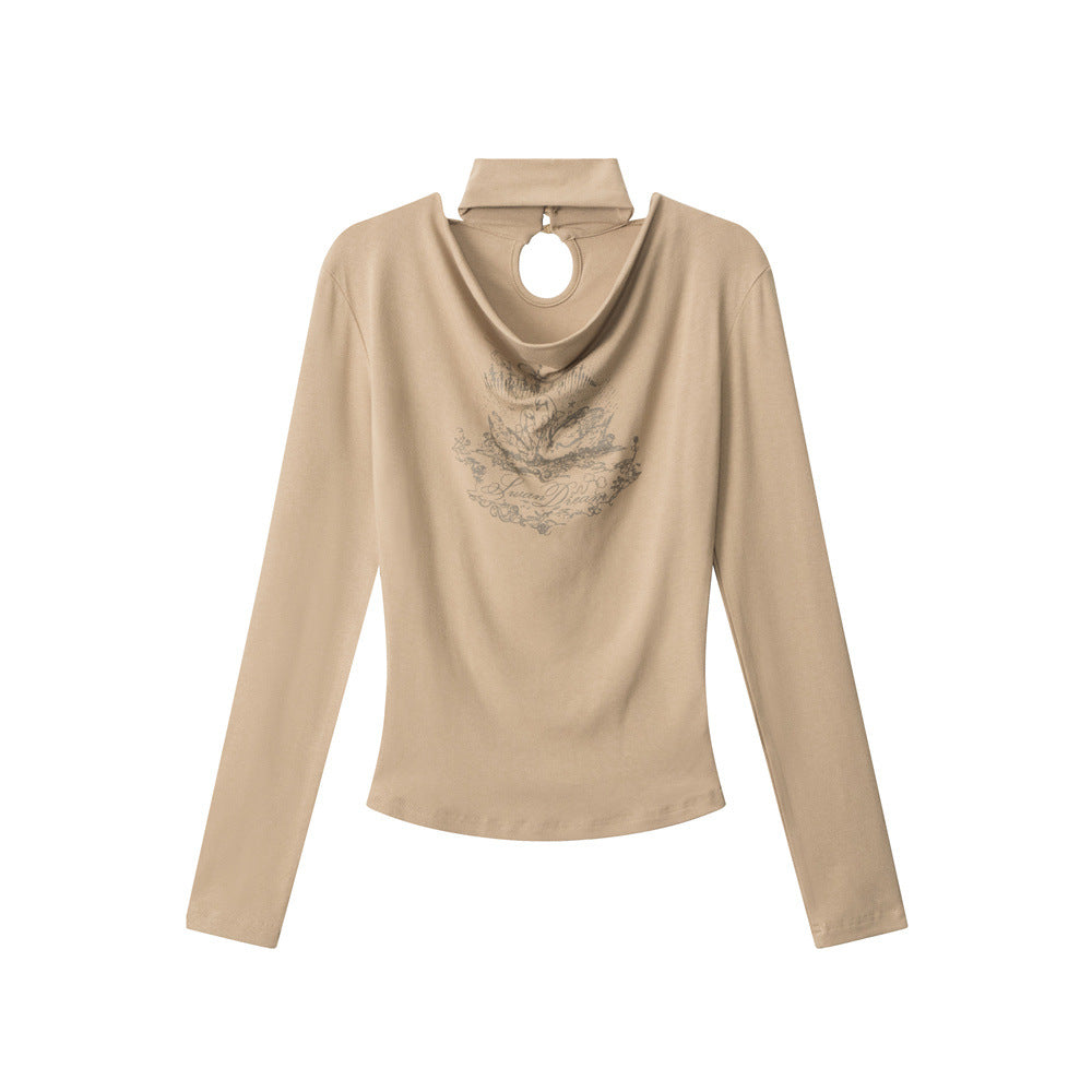 Nariele Swing Neck Slim Scarf Long Sleeves