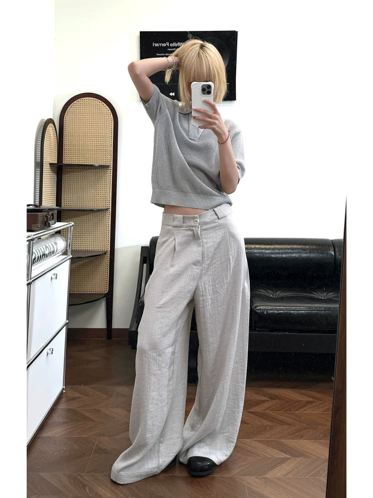 TAICHIISM Minimalist Breathable Linen Wide Linen Trousers Trousers