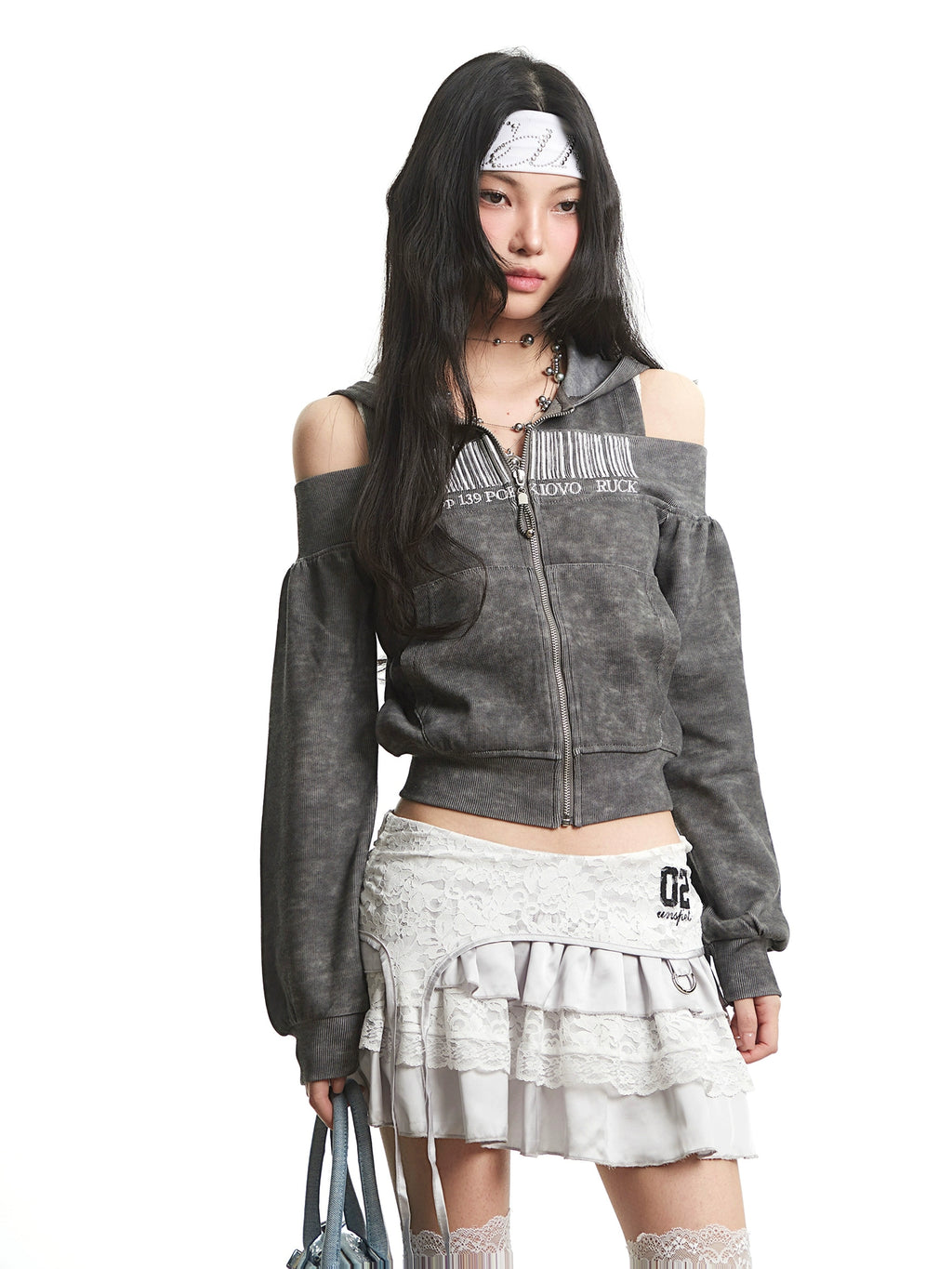 UNCMHISEX Off-Shoulder Short Hooded Sweater