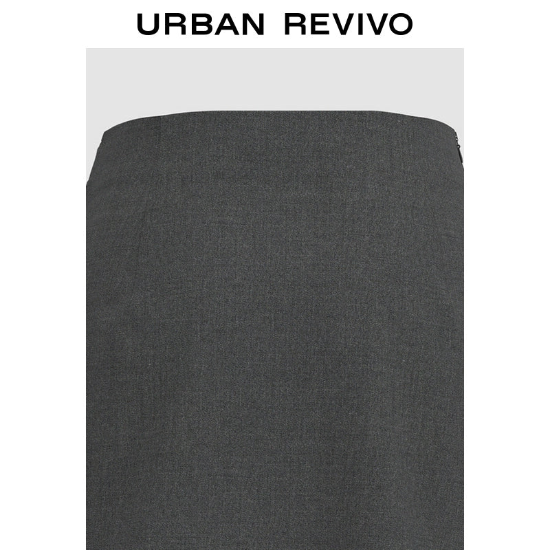 URBAN REVIVO Irregular Pleated Design A-shaped Skirt