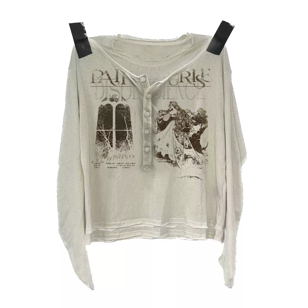 PAIKI Micro-transparent Snowflake Cotton Henry Collar Fake Two-piece Scimitar Long Sleeve