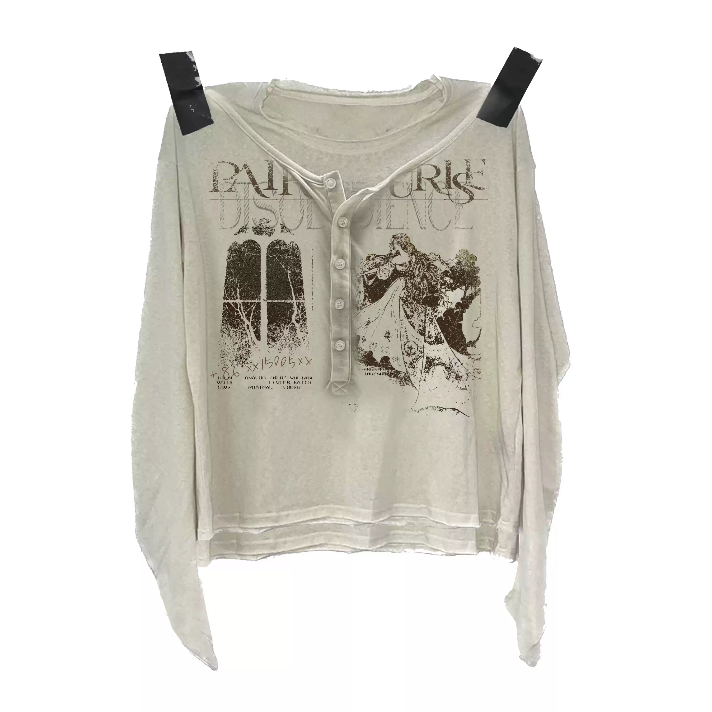 PAIKI Micro-transparent Snowflake Cotton Henry Collar Fake Two-piece Scimitar Long Sleeve