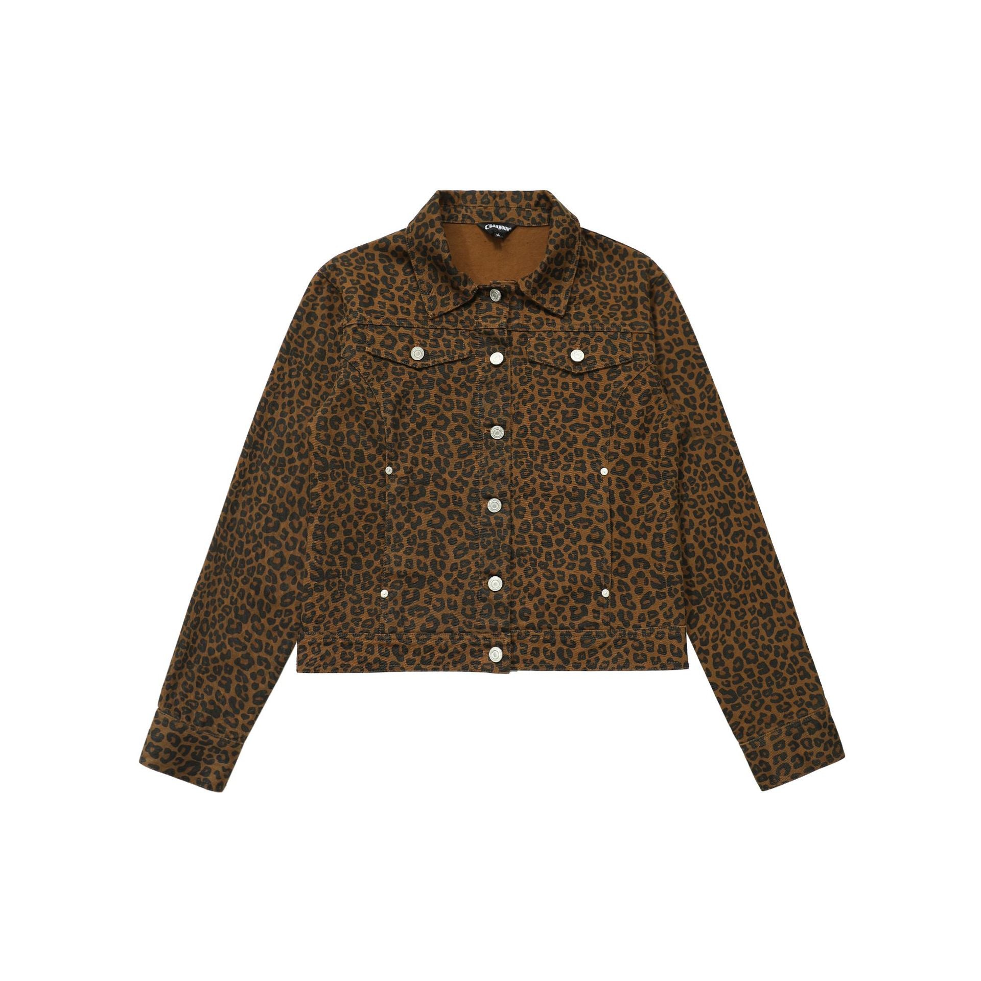 CHANYOOU Vintage Lapel Leopard Print Short Jacket