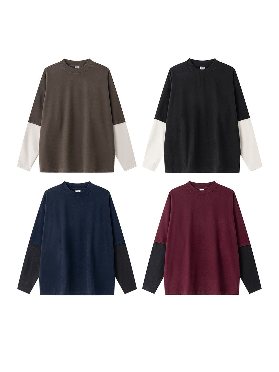 BE German Velvet Contrasting Color Splicing Base Fake Two-piece Long Sleeve