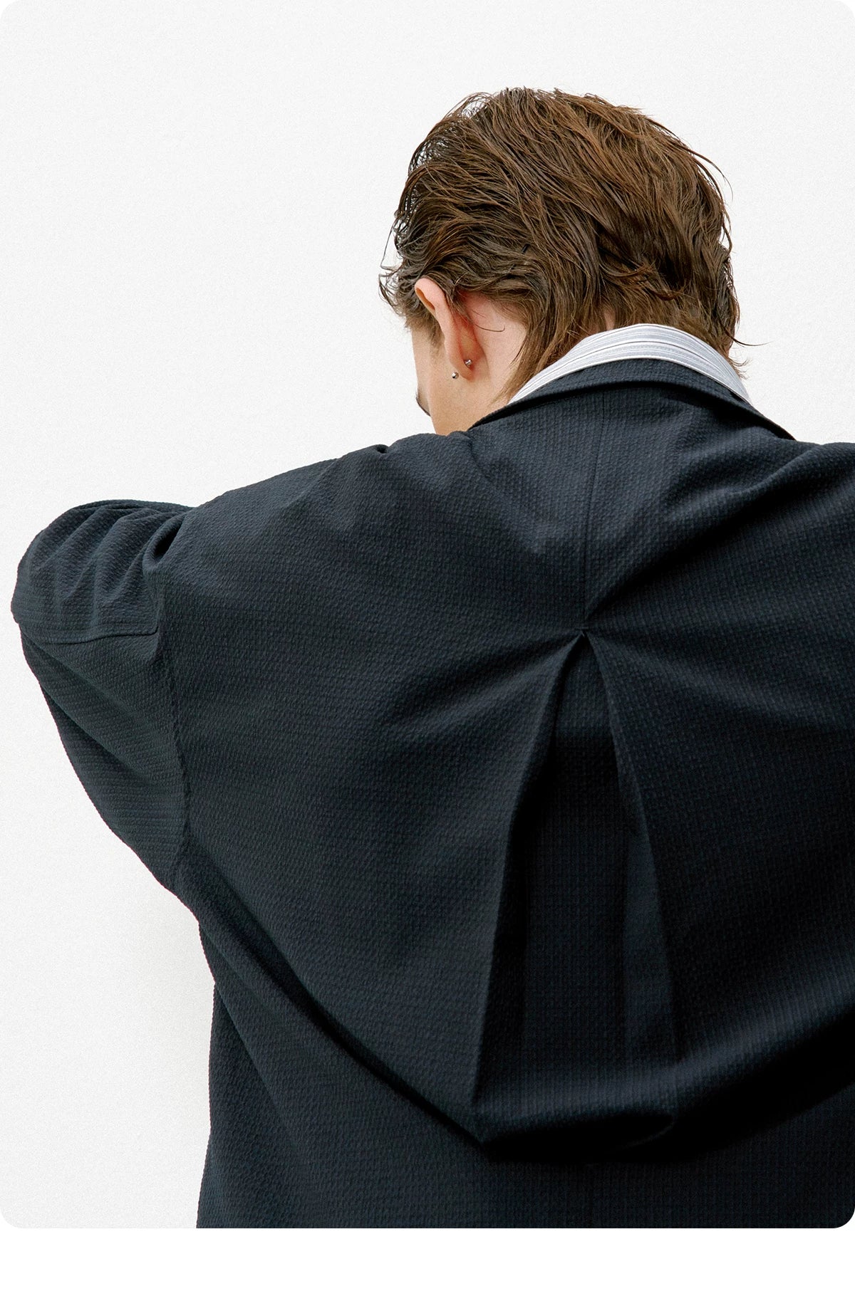 714Street premium seersucker texture retro loose coat