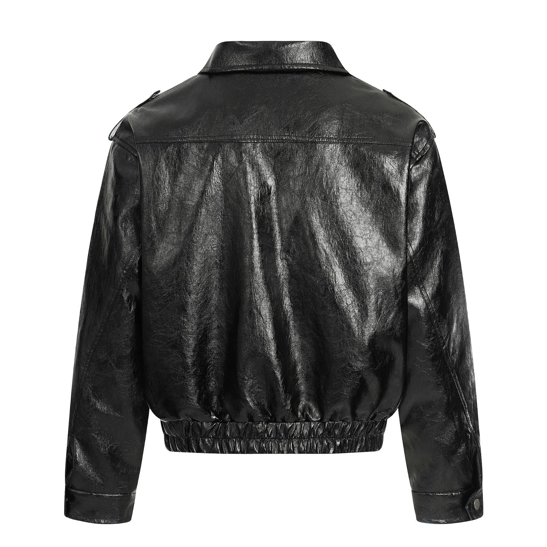 11KN Vintage Lapel Loose Motorcycle Suit Leather Jacket