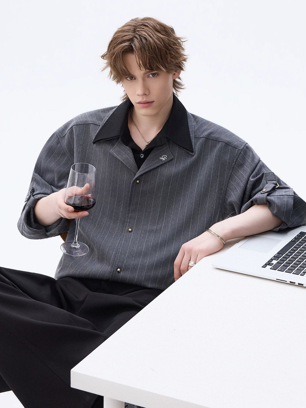 CHOR Minimalist Striped Fake Two-piece Shirt