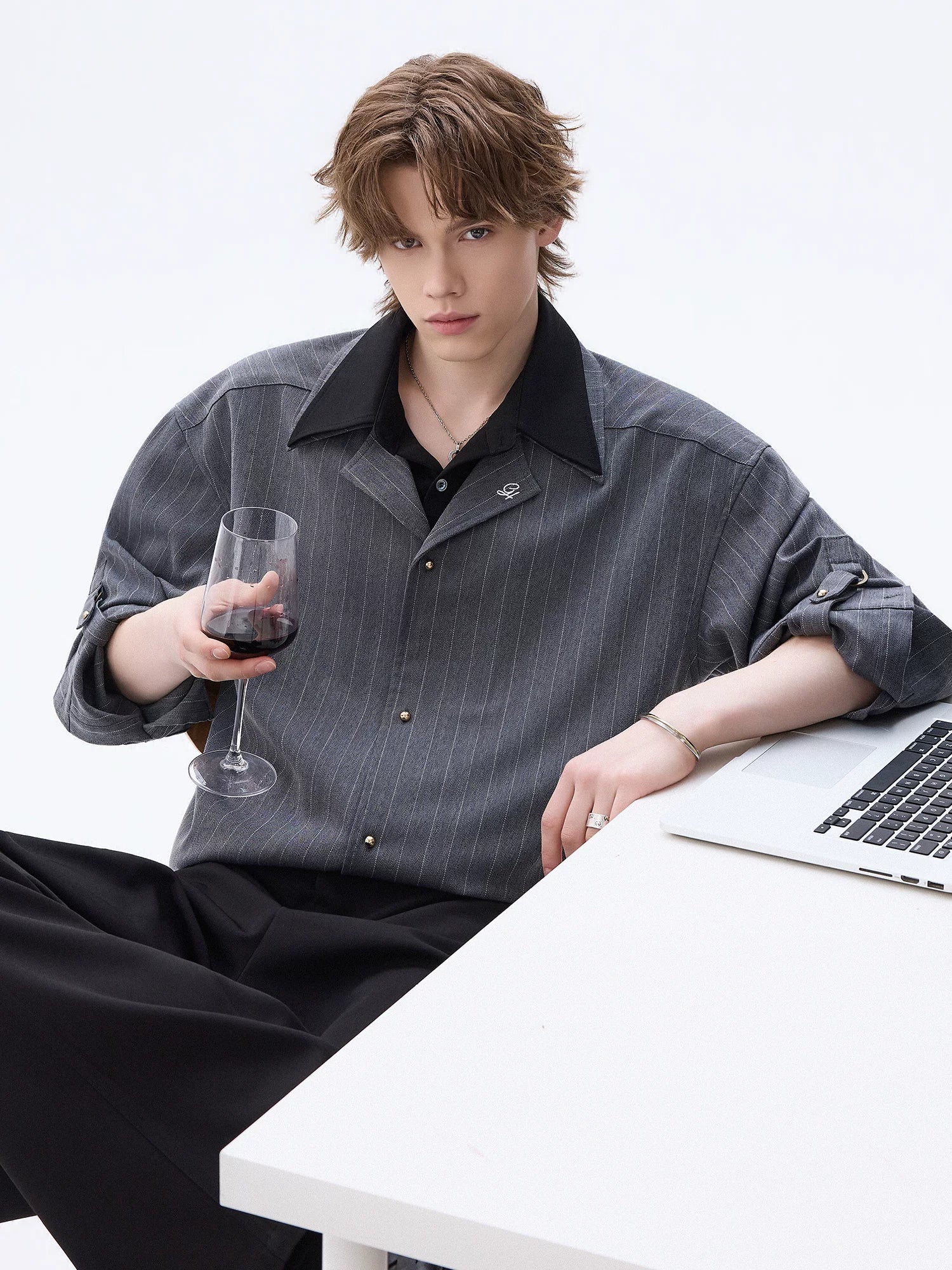 CHOR Minimalist Striped Fake Two-piece Shirt