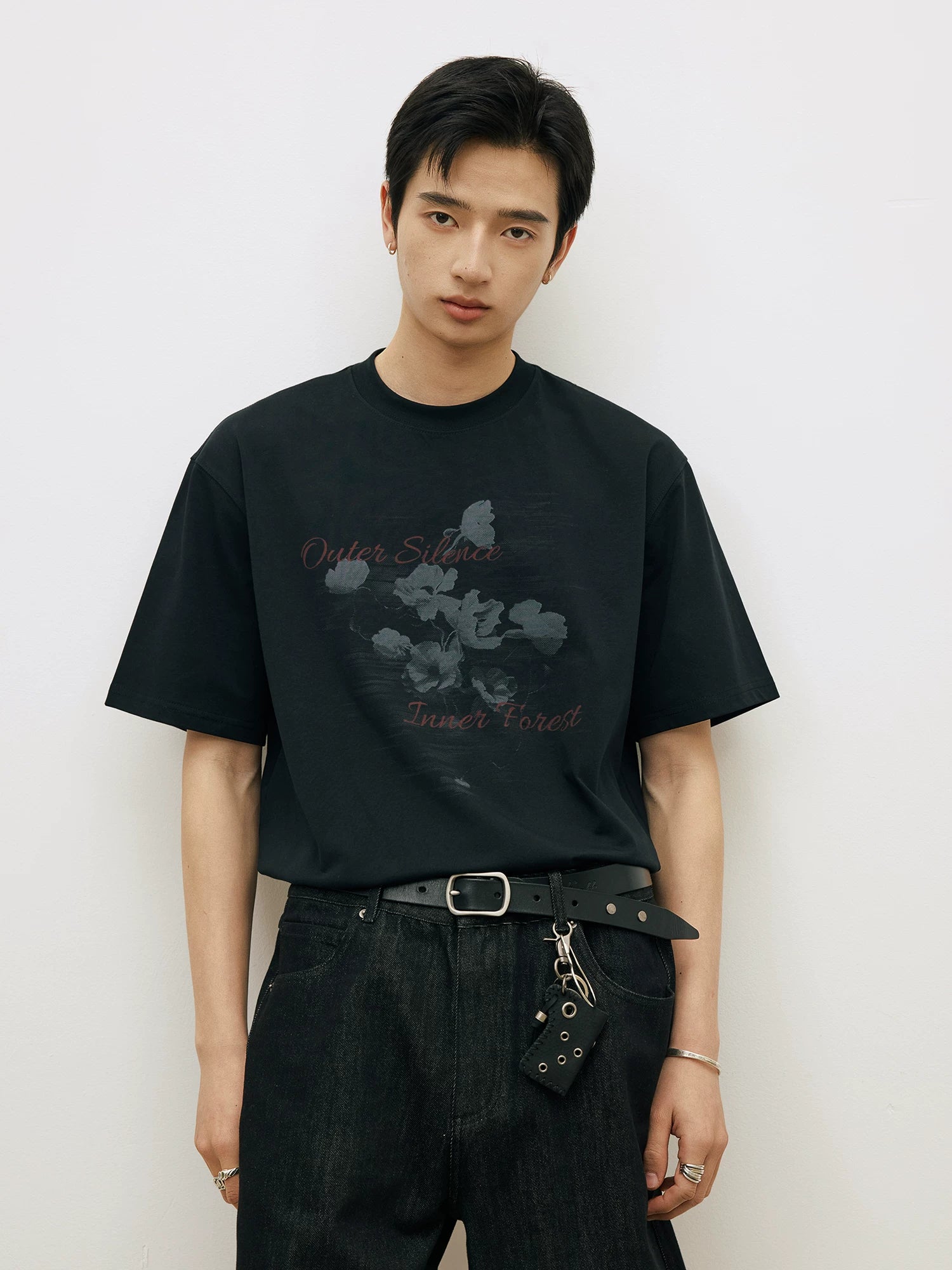 LR Cool Contrasting Color Ink Pattern Flower Tee
