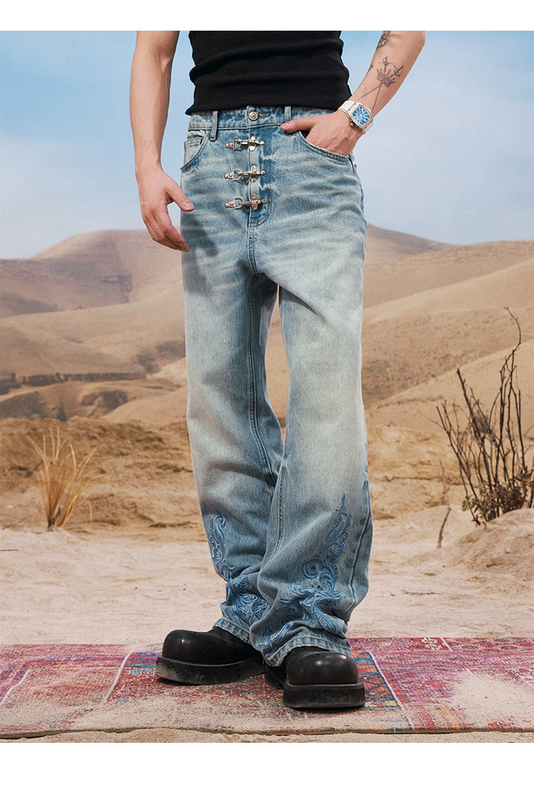 YADcrew Vintage Old Loose Straight Versatile Jeans