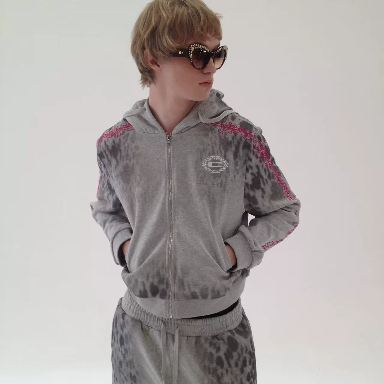 CHAI Leopard Print Direct Injection Star Logo Embroidery Print Sports Suit