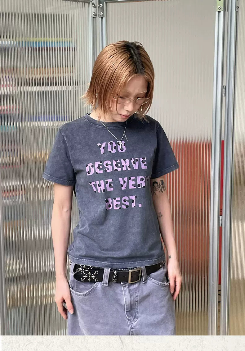 MMBBT Polka Dot Letter Print Round Neck Tee