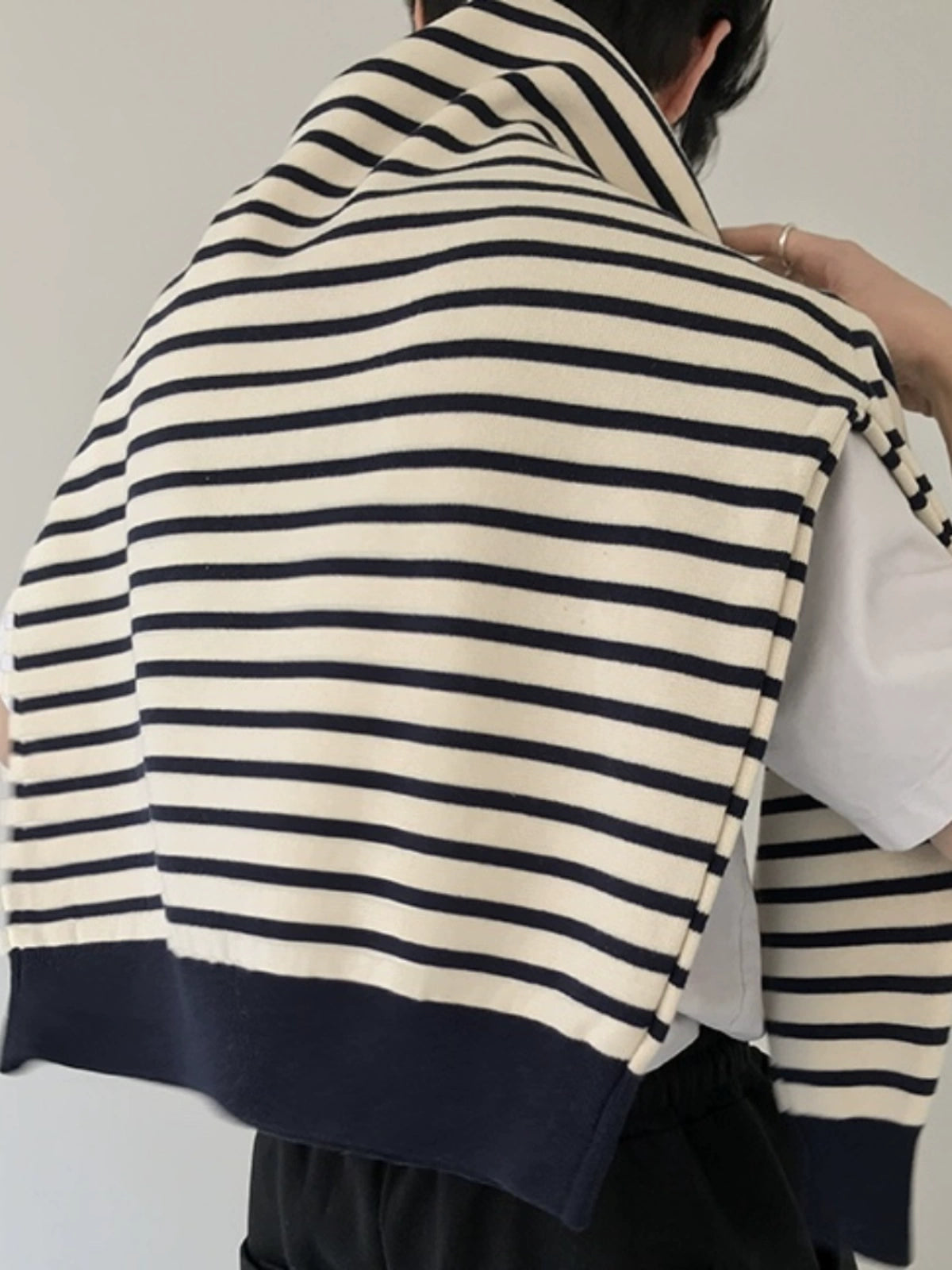 COLN Versatile Striped Knitted Sweater