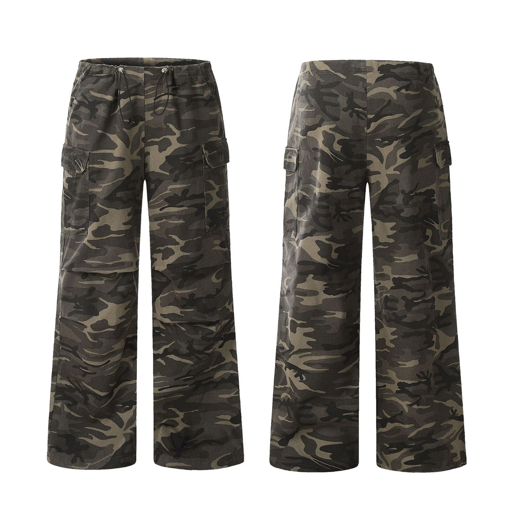 11KN Retro Camouflage Loose Drawstring Casual Trousers
