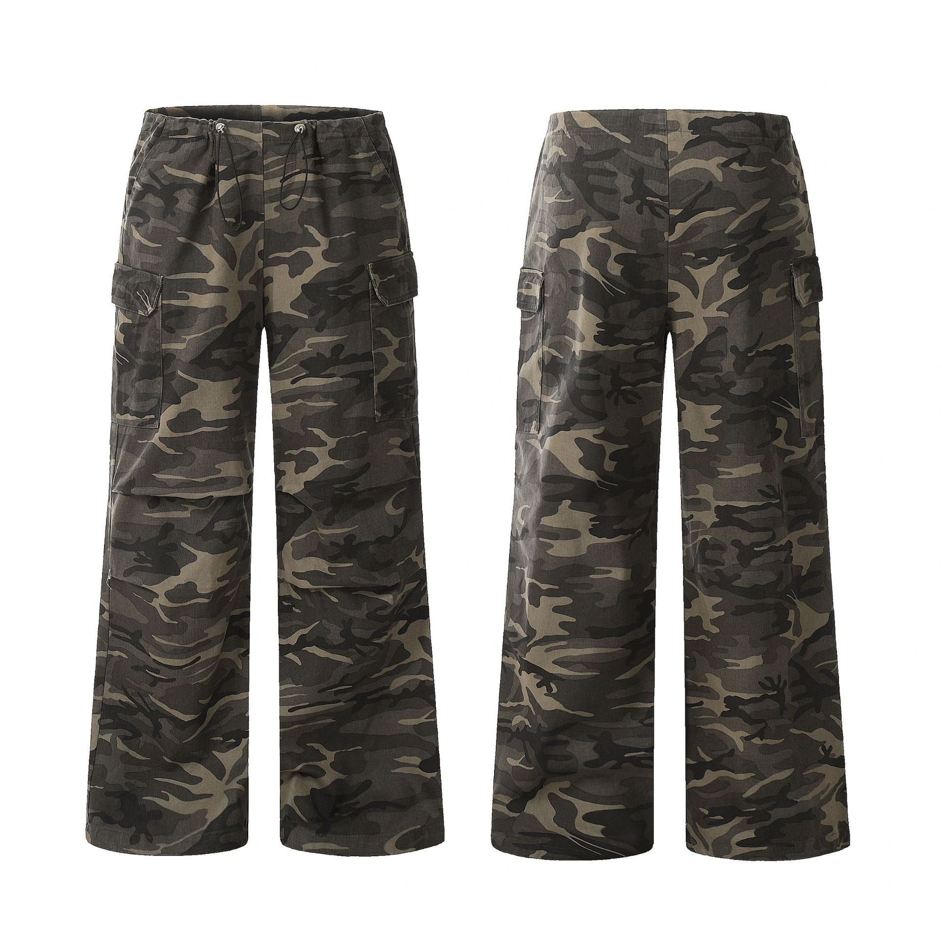 11KN Retro Camouflage Loose Drawstring Casual Trousers