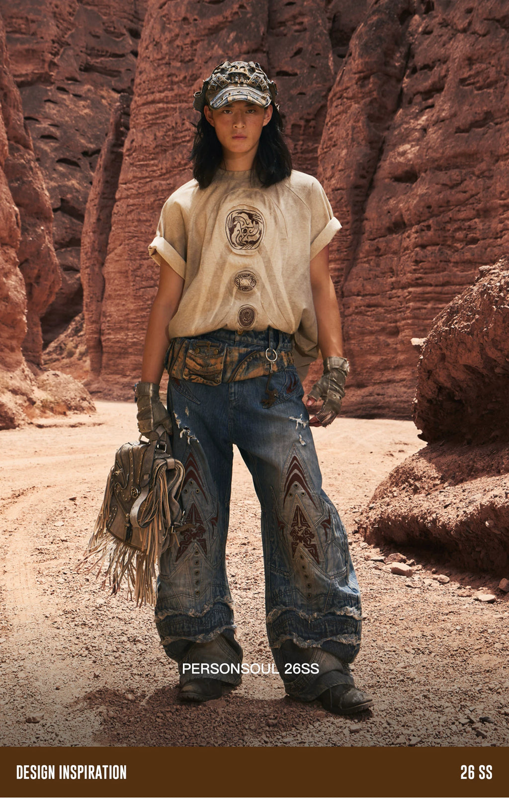 PERSONSOUL Vintage Totem Embroidered Jeans