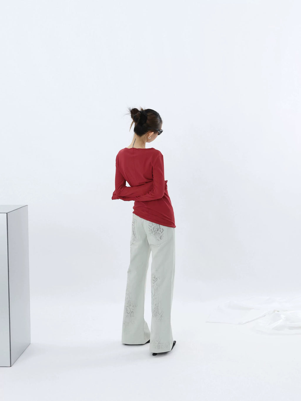 FUZZYKON Gradual Change Animal Texture Straight Jeans