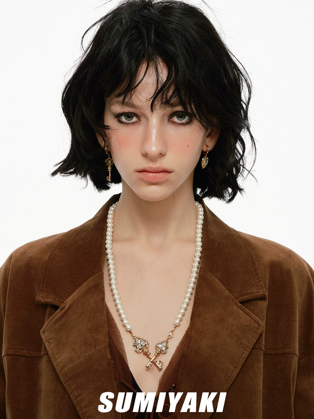 SUMIYAKI Cross Key Pearl Necklace