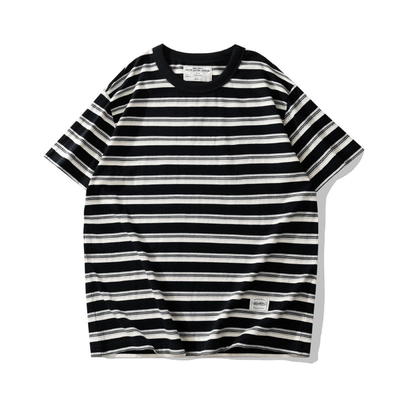 PrintAce Retro Sports Style Knitted Striped Tee