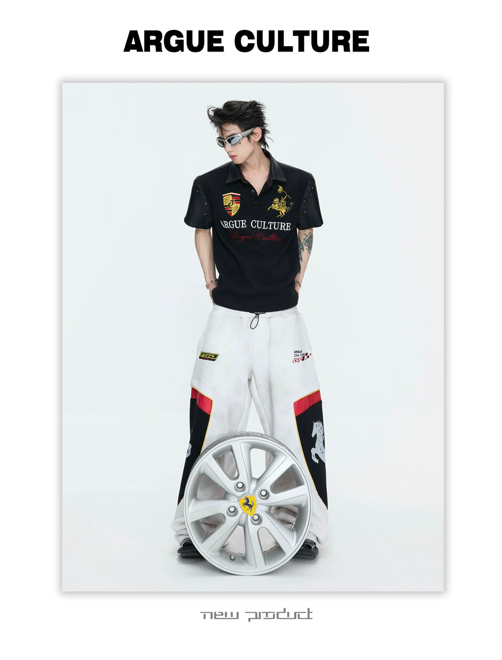 ArguECulturE Embroidered Fake Two-piece Double-waisted Sweatpants