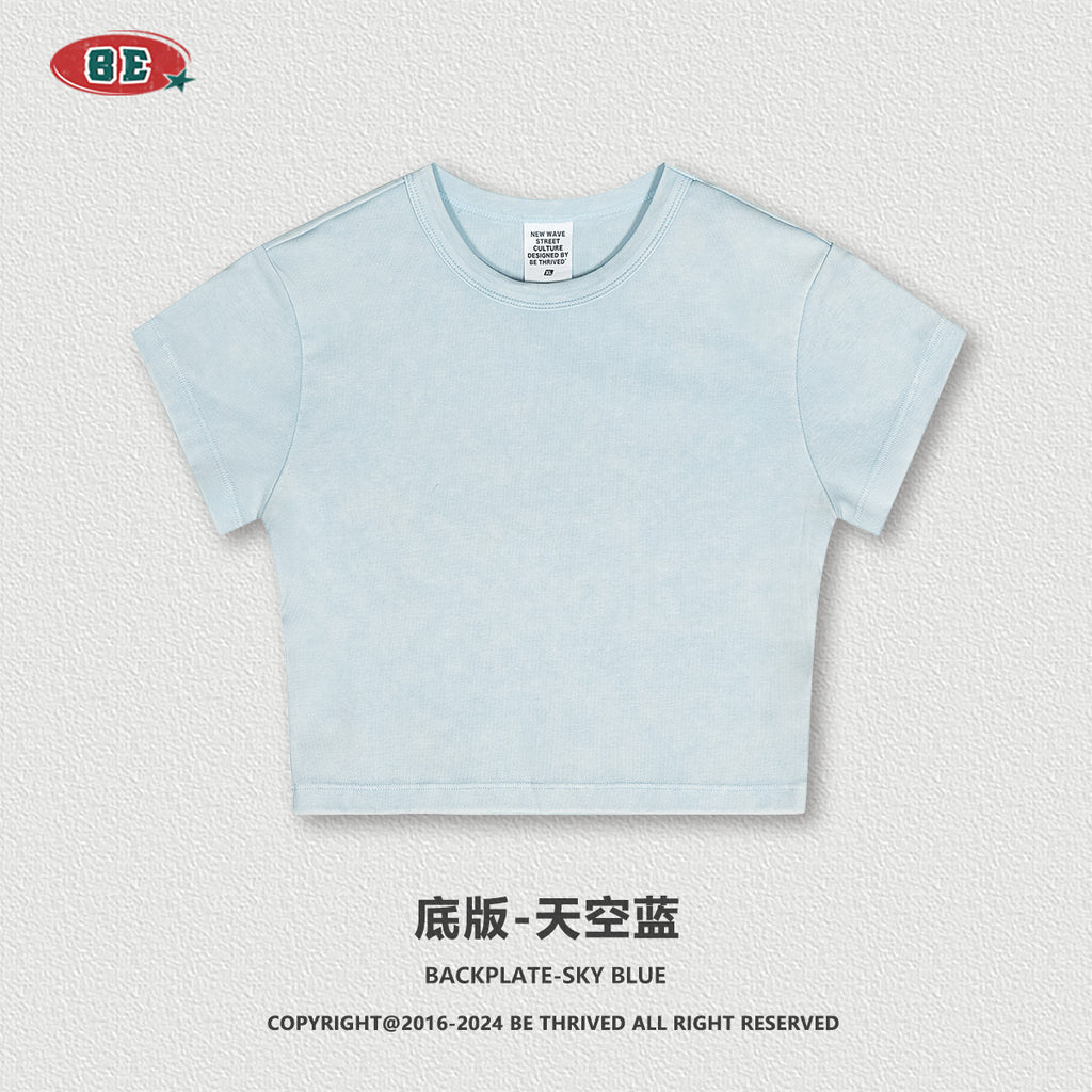BE Women's Short Sleeve Slim Fit Shoulder Dopamine Crop Top
