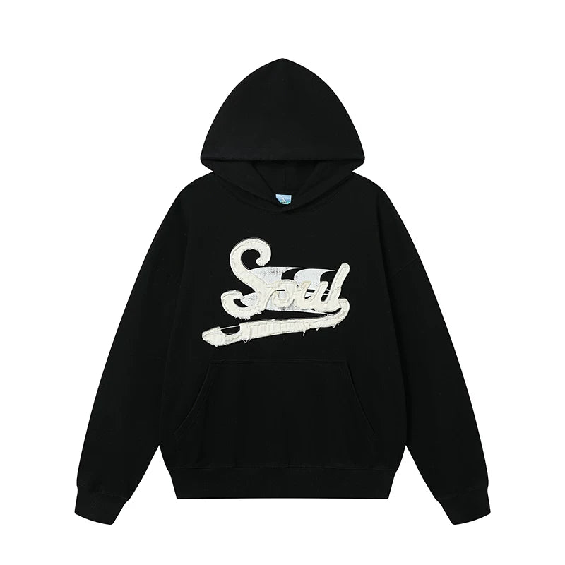 CryingCenter Vintage Patch Embroidered Hooded Sweater