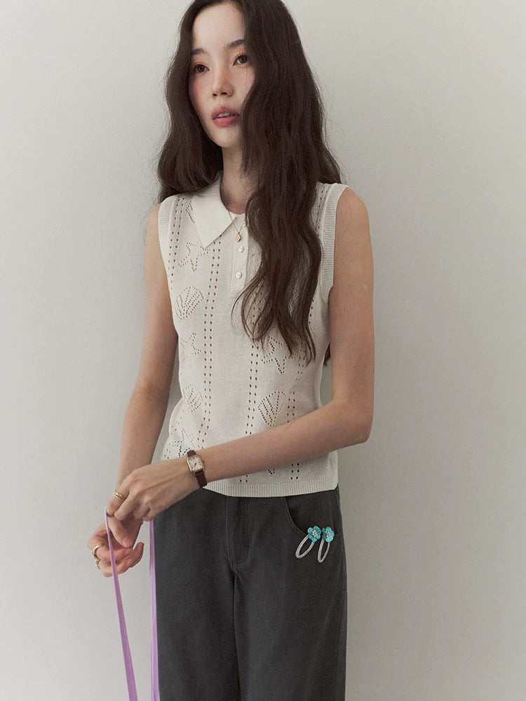 VOOE Jacquard Hollow Thin Knitted Vest