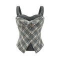 Barb Chill Suspender Checked Skirt Set