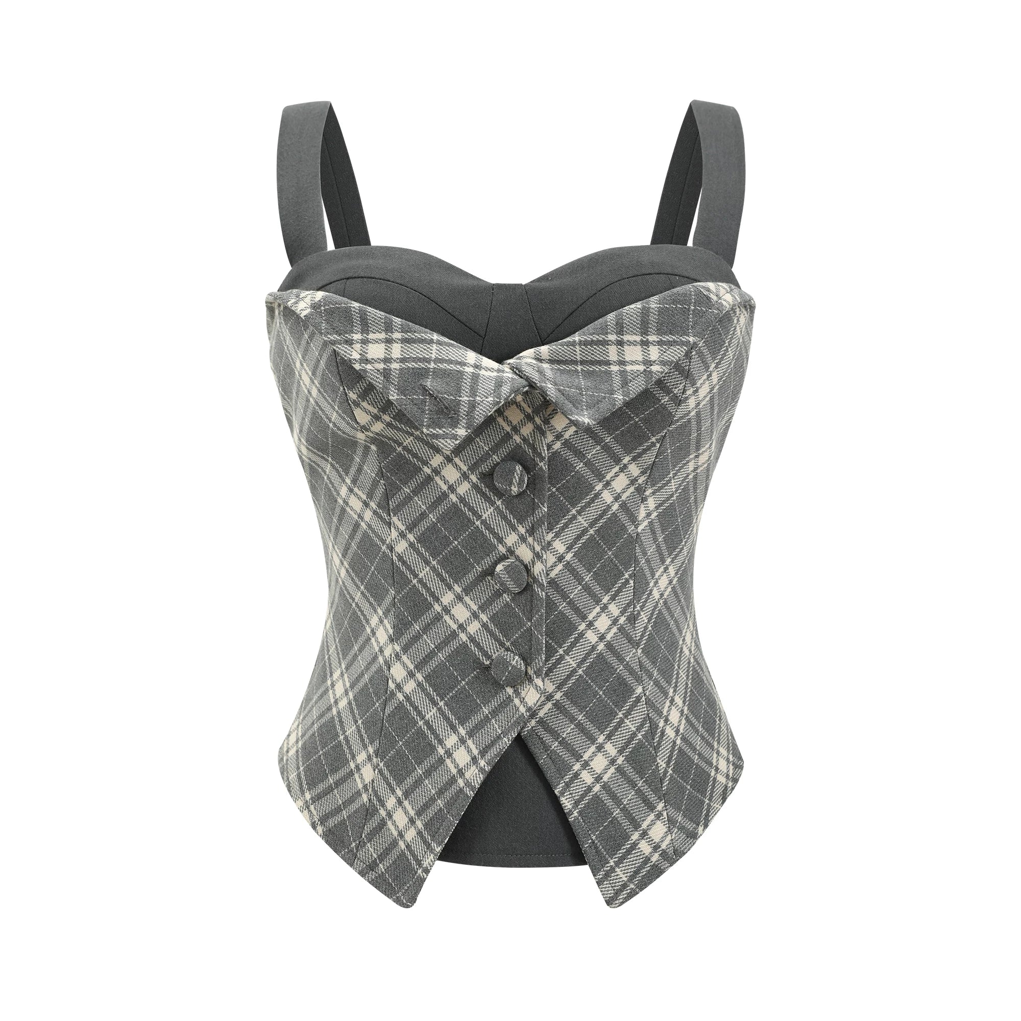 Barb Chill Suspender Checked Skirt Set