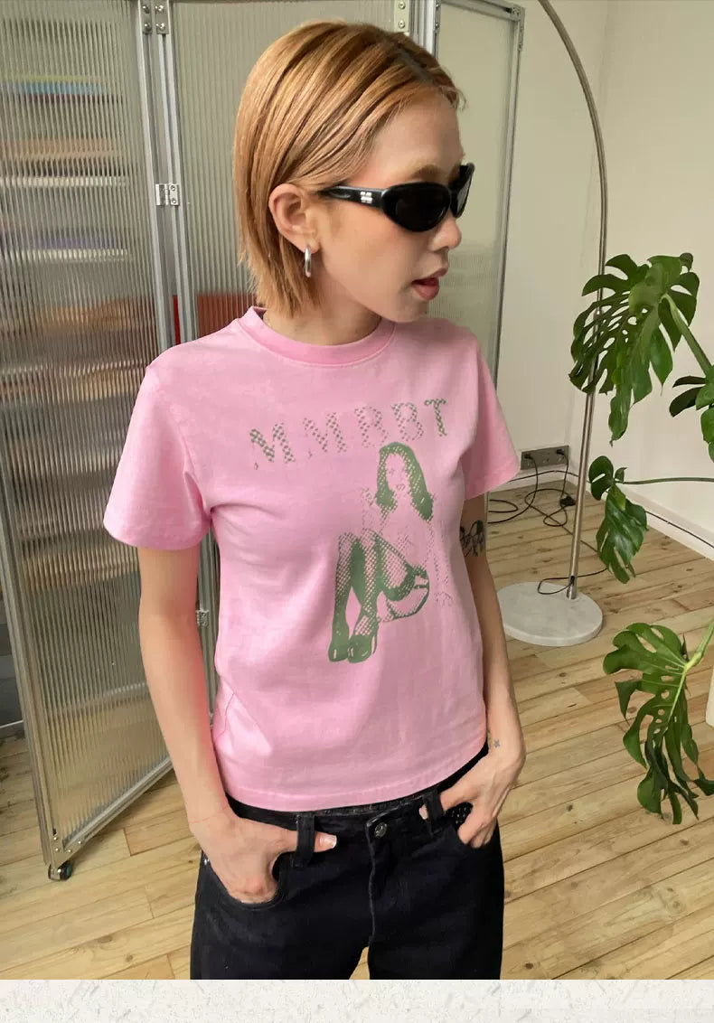 MMBBT Retro Character Print Crew Neck Slim Tee