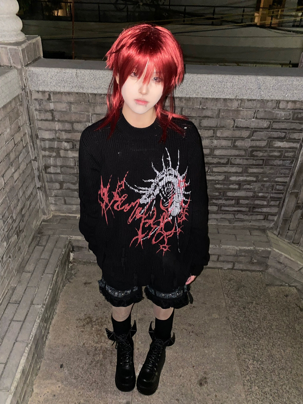 Wetbody Pullover Hole Loose Neutral Sweater