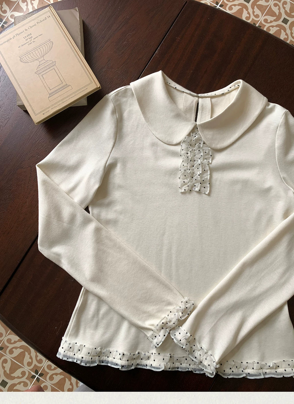 MUCHA Polka Dot Fungus Edge Doll Collar Long Sleeve