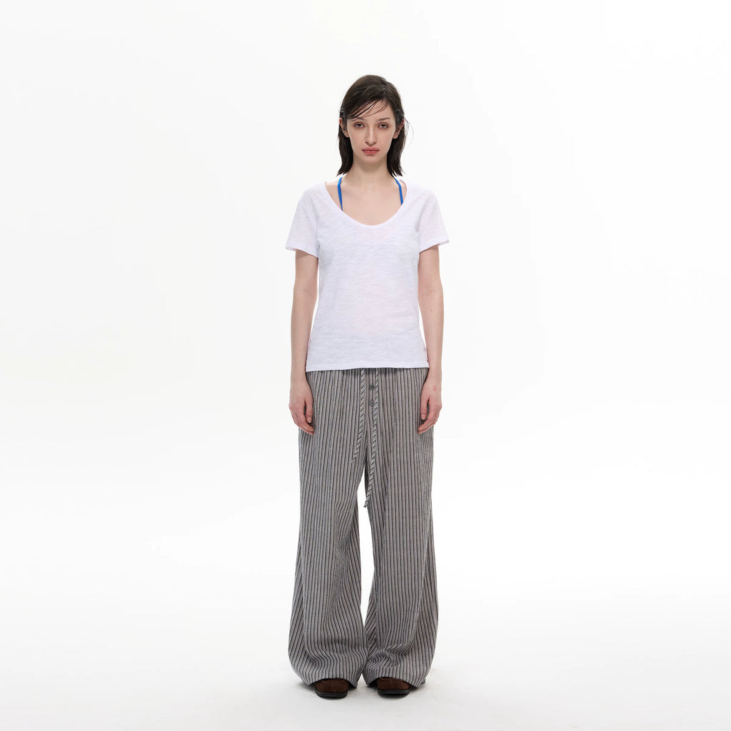 WLNEXT Premium U-neck Comfortable Casual Tee