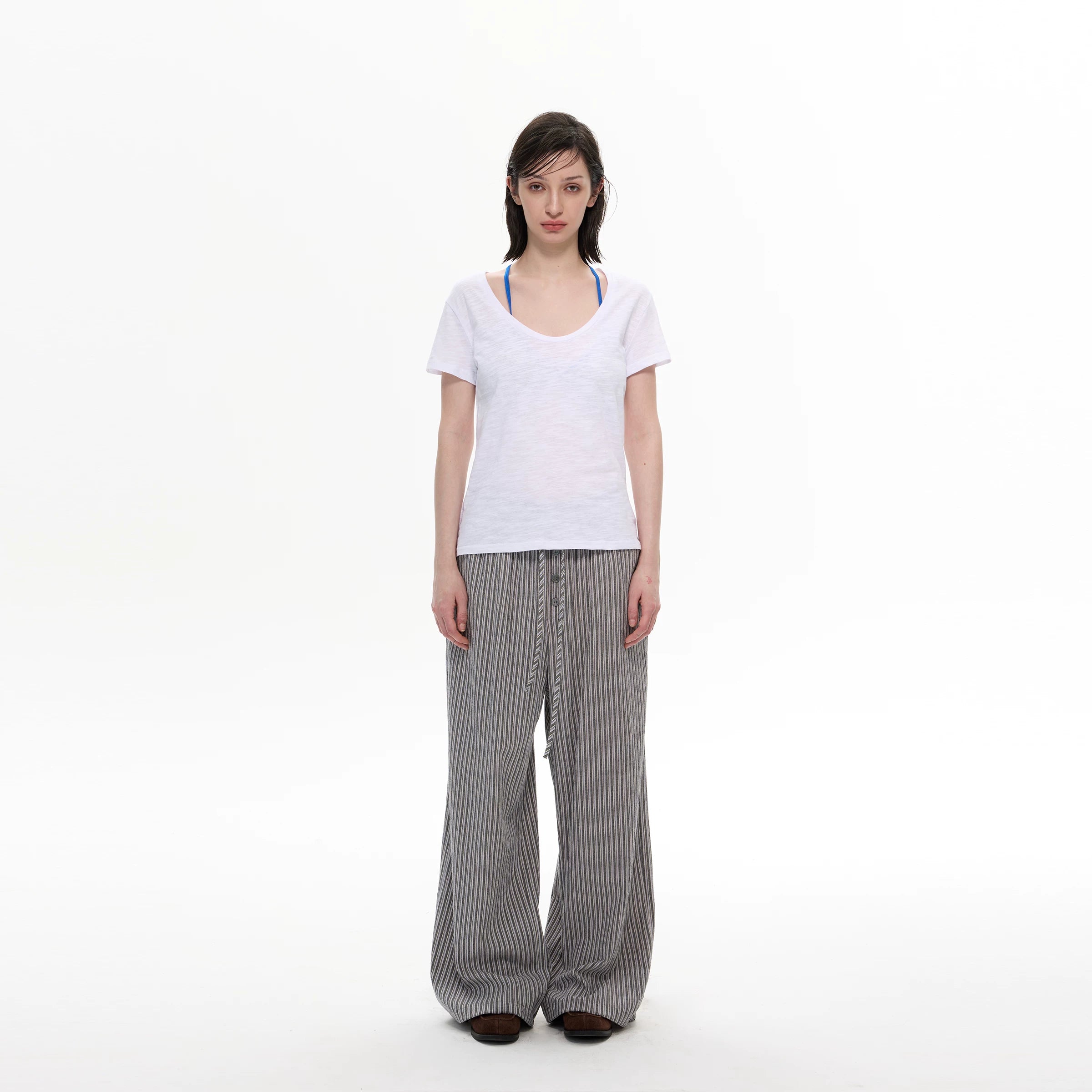 WLNEXT Premium U-neck Comfortable Casual Tee