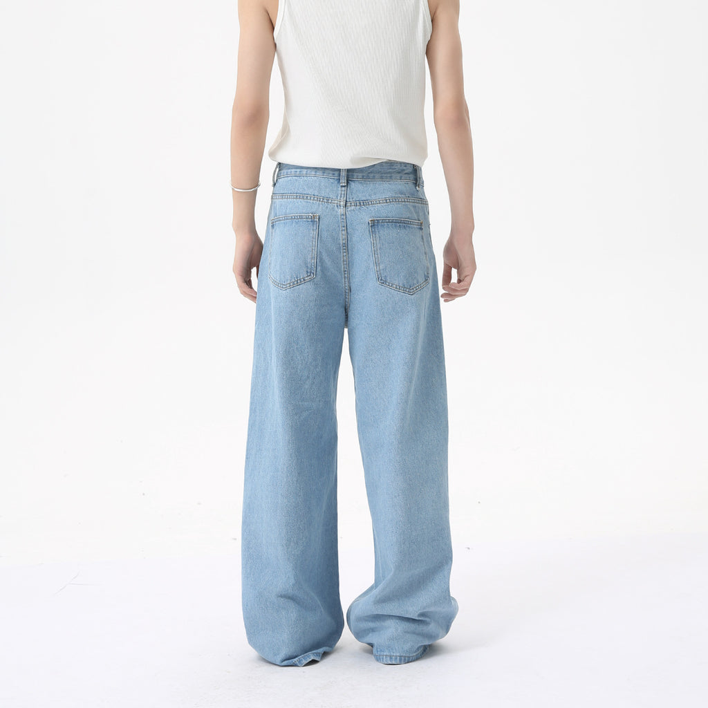 MTLCLOTHES Vintage High Street Wide Leg Straight Jeans
