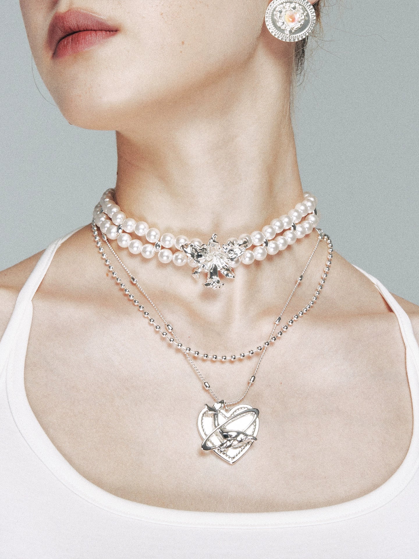 1JINN M2M Double Stacked Whale Love Pendant Necklace